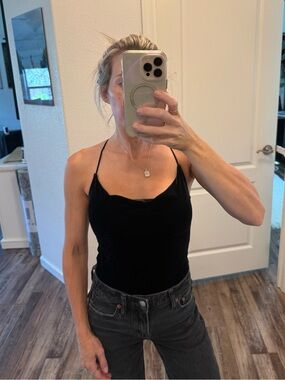 Abercrombie & Fitch Black Velvet Cowl Bodysuit